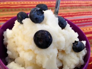 Helado de vainilla con leche de soya